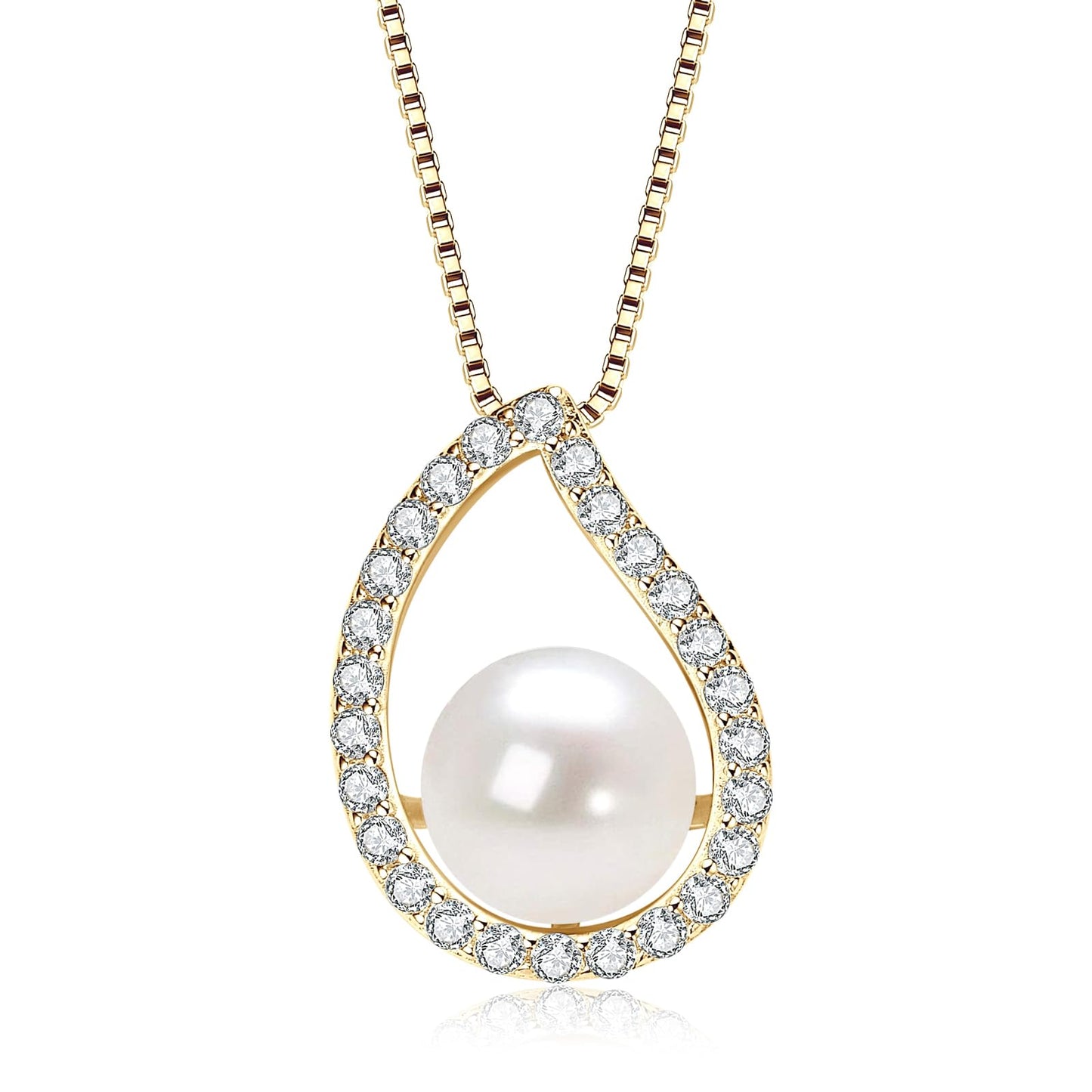 Freshwater Pearl Necklace with Moissanite